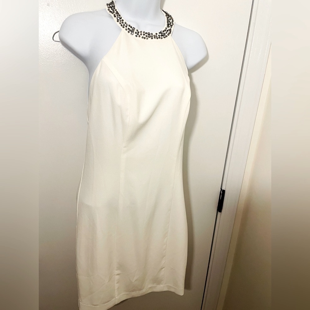 Guess beaded collar strap back mini dress in scuffy